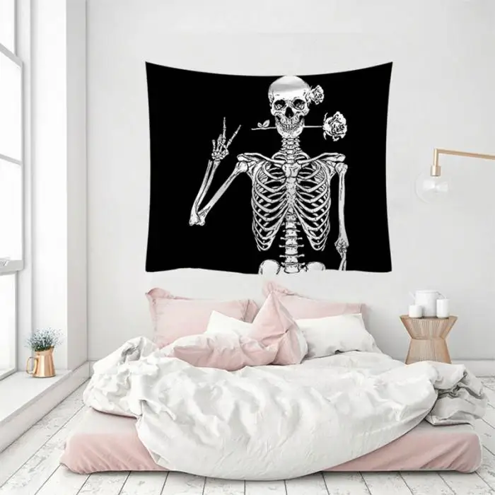 Printed Wall Hanging Tapestry Beach Blanket Mandala Skull Picnic Yoga Mat Home Art for Living Room Decoration