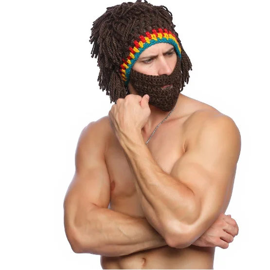 Парик борода шляпа раста бини каверман бандана ручной работы крючком горро