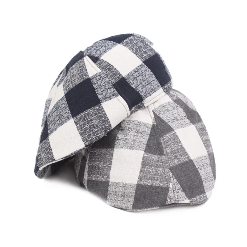 Винтажные клетчатые береты кепки для мужчин и женщин козырек Gorras Planas плоские кепки-береты головные уборы