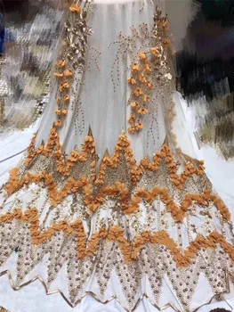 

African 3d lace fabric African lace fabric 2020 high quality lace with beads French lace fabric for women wearing H3641