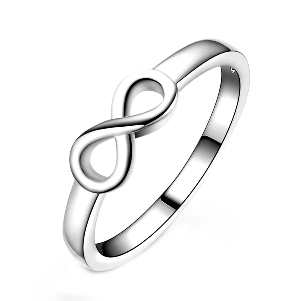 

Unisex Simple Stylish 2016 New Luxury Metal Simple 8 Word Shape Rings Women silver plated Fashion Accessories Mens Rings