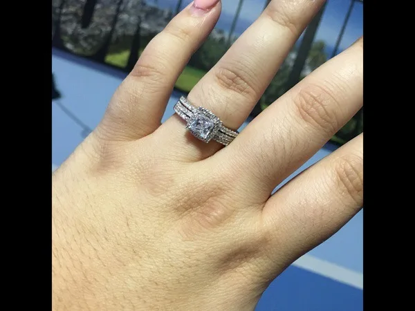 925 Silver Filled Wedding Ring Set For Women silver rings silver ring wedding rings
