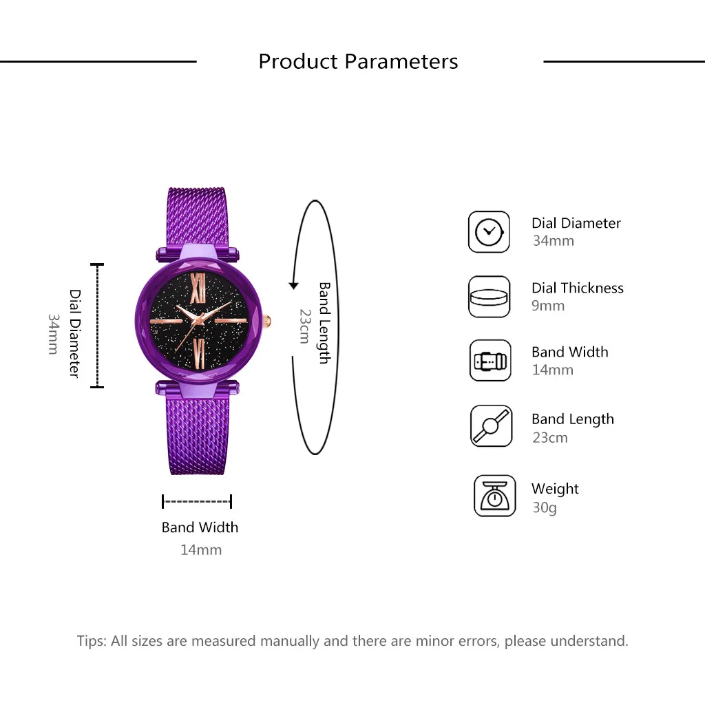 Роскошные женские часы модные элегантные с магнитной пряжкой Vibrato Фиолетовые женские наручные часы Новинка звездное небо римские цифры подарок часы