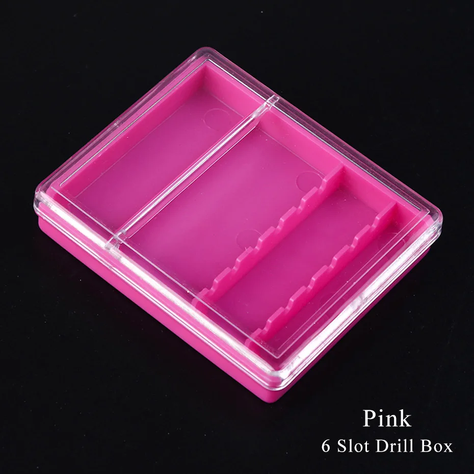 Pink 6 Slots 6/10 слот Держатель для маникюра, акриловая пустая коробка для хранения сверл для ногтей, демонстрационные инструменты, маникюрная мельница, режущий контейнер BE2000 - Цвет: Pink 6 Slots
