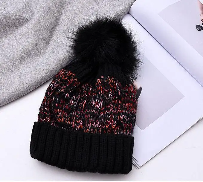 Black Модная зимняя шапка Skullies Beanies зимняя шапка унисекс Вязанные Трикотажные Шапочки для отдыха на открытом воздухе женские мужские теплые шапки и кепки - Color: Black