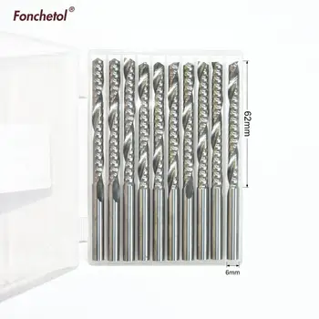 

10PCS-6mm*62mm,CNC Solid carbide end mill,woodworking router bit,1 flute spiral end mill,Cutters for wood,PVC milling cutter