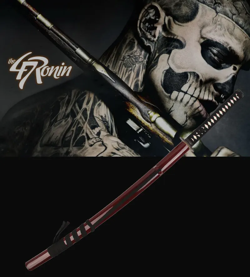 Moive Sword from 47 Ronin Real Katana Swords handmade 1045 carbon steel full tang weapons wine red color wooden sheath sharpness