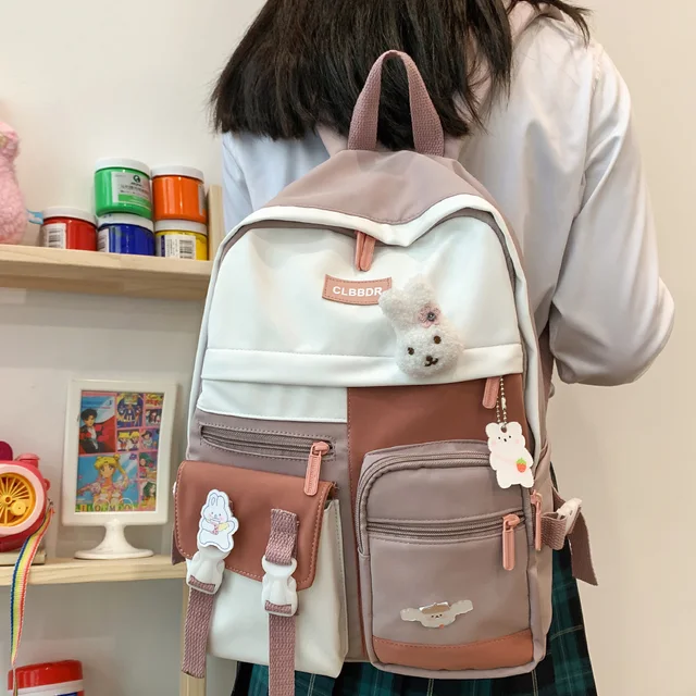 Kawaii Girl Harajuku Backpack Women Waterproof School Bag College Student Nylon Backpack Cute Book Female Bag Trendy New Fashion 3