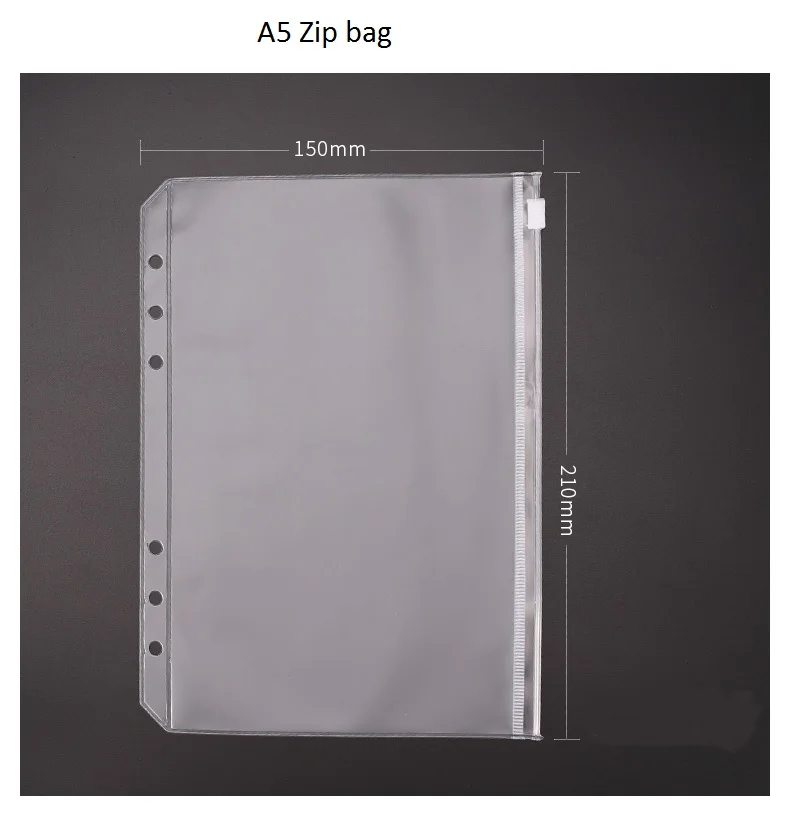 A5 zip bag Блокнот формата A4, A5, A6, A7 с отрывным листом, ПВХ сумка для коллекции, аксессуары для дневников, сумка на молнии, чехол для именных карт, сумка для хранения - Цвет: A5 zip bag