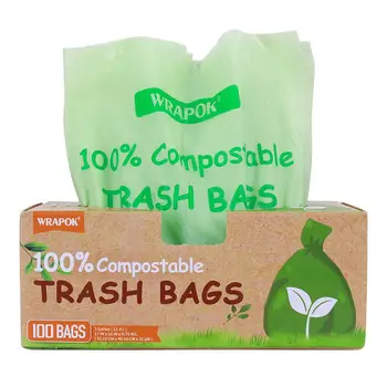 

100pcs/Bag Compostable Trash Bags Small Kitchen Compost Trash Bags, Food Scrap Yard Waste Bags , Bathroom Office Car Garbage Bag