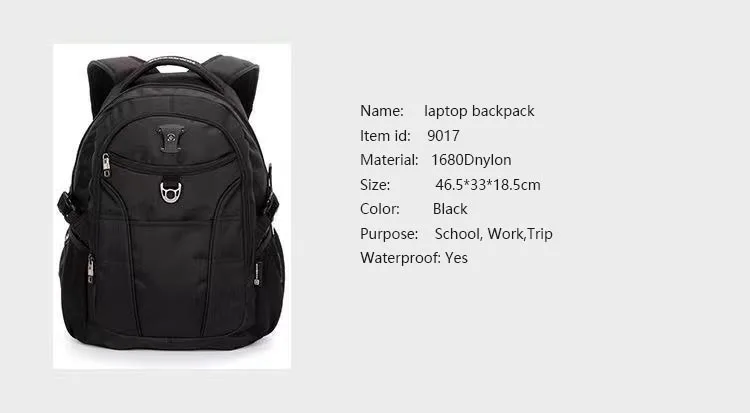 Swiss-Multifunctional 14 Inch Laptop Backpack,Durable 1680D Nylon,Water Resistant,35L Travel bag, College School bag Rucksack