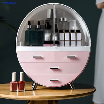 

Large Cosmetics Storage Case Desktop Dustproof Make Up Box Dressing Case Shelf
