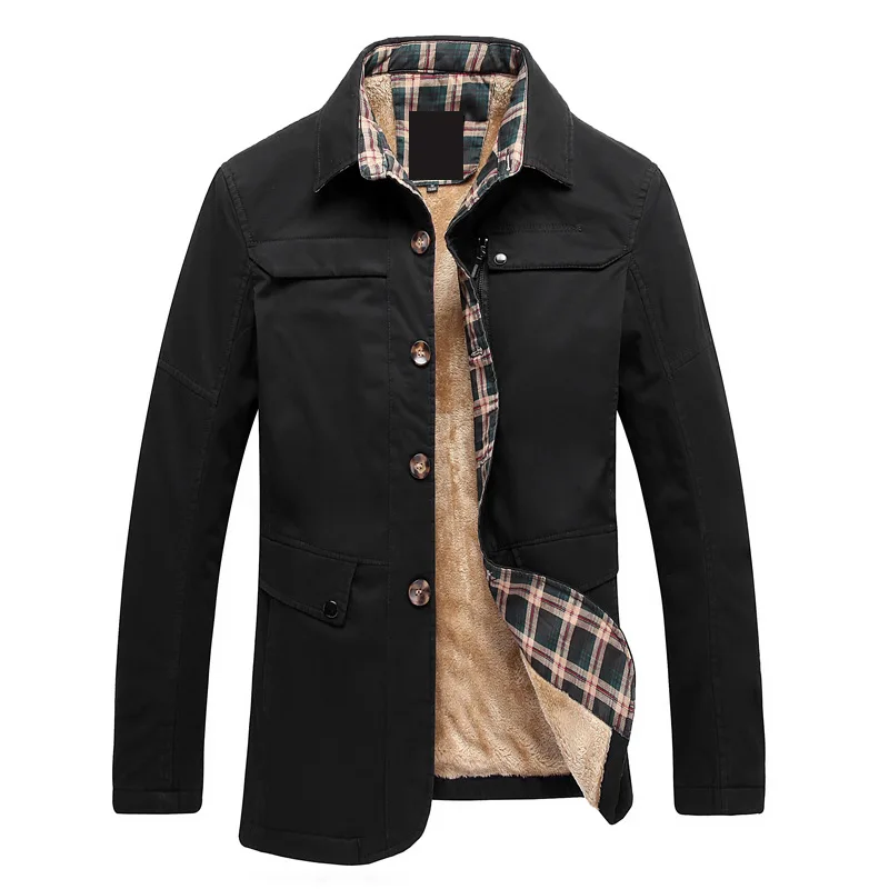 Black Jackets Бархатный зимний Тренч, ветрозащитная куртка, новинка, внутренняя флисовая куртка, брендовая повседневная куртка, верхняя одежда, мужская одежда, ZA299 - Цвет: Black Jackets