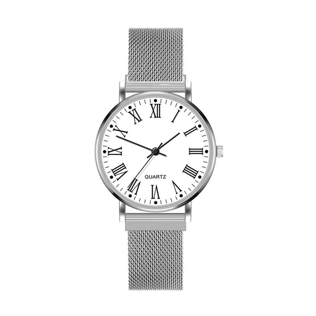 Reloj mujer модные женские часы с магнитной пряжкой часы с ремешком-сеткой Кварцевые аналоговые круглые наручные часы bayan kol saati montre femme - Цвет: Серебристый