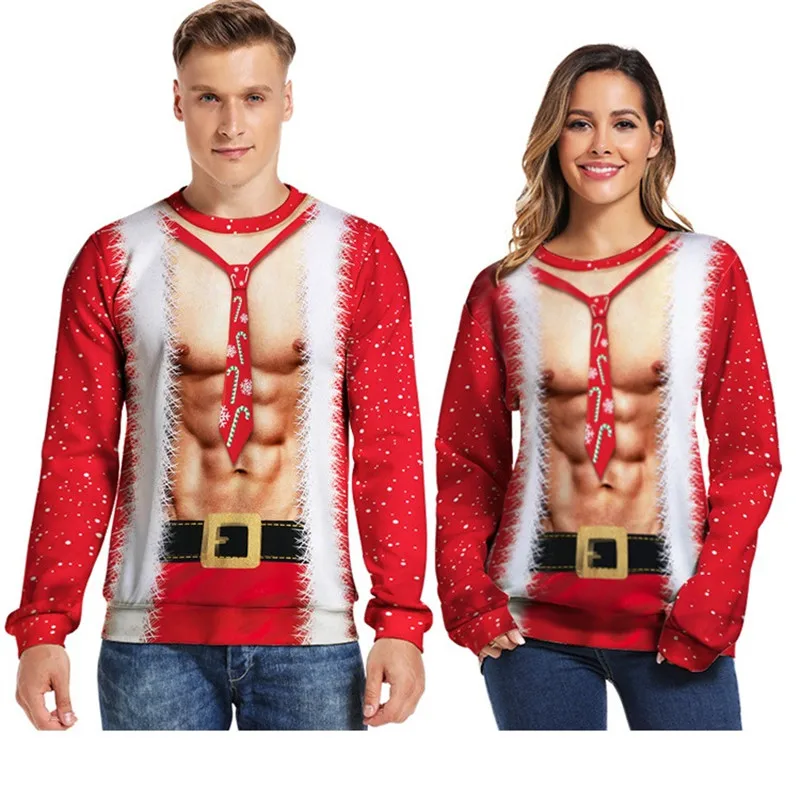 Мужской и Женский Уродливый Рождественский свитер, пуловер, худи с 3D-принтом, с длинным рукавом, толстовка, топы размера плюс, свитера, джемперы, топы 3XL - Цвет: GK016