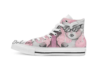 

ROUTE 666 Custom Casual High Top lace-up Canvas shoes sneakers Drop shipping