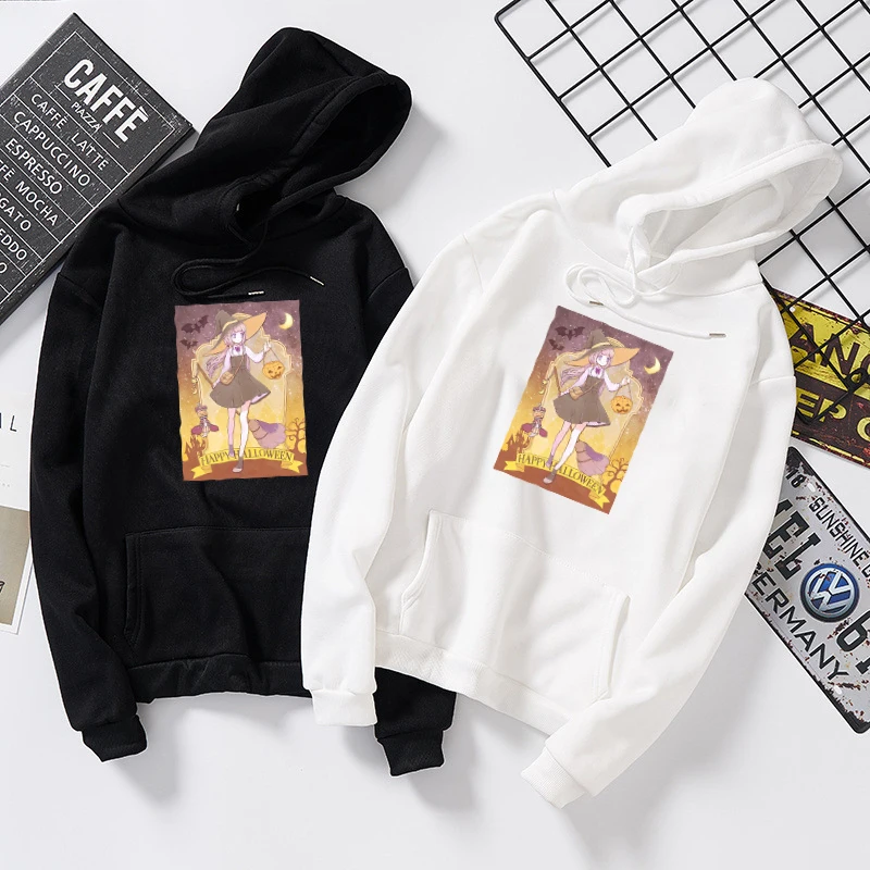

2019 Hoodies Women Autumn Plus Size Kawaii Cartoon Print Halloween Long Sleeve Pocket Pullover Casual Hooded Sweatshirt Womens