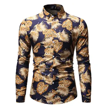 

2019 New Retro Color Printed Men's Casual Shirts Fashionable Classic Men's Shirt Breathable Men's Brand Clothing Long Sleeves