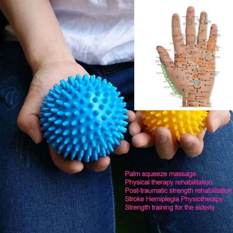 Bola de masaje con pinchos para manos y pies, masajeador de tensión para aliviar el dolor corporal, punto gatillo, cuidado de la salud, juguete deportivo de Color aleatorio, 9cm