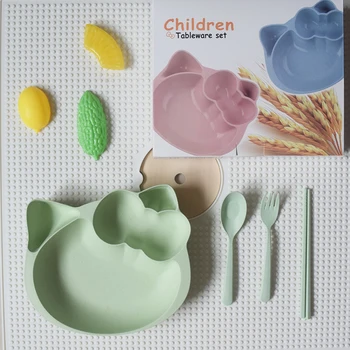 

Children's Tableware Baby Children's Stainless Steel Fork Spoon Kit Training Spoon Baby Eating Cartoon Plate Gift Box Other