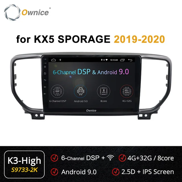 Owice Android 9,0 8 ядерный автомобильный радиоприемник carplay Navi gps dvd плеер 360 панорамный DSP 4G SPDIF для KIA Sportage KX5 - Цвет: S9733-2K3-High