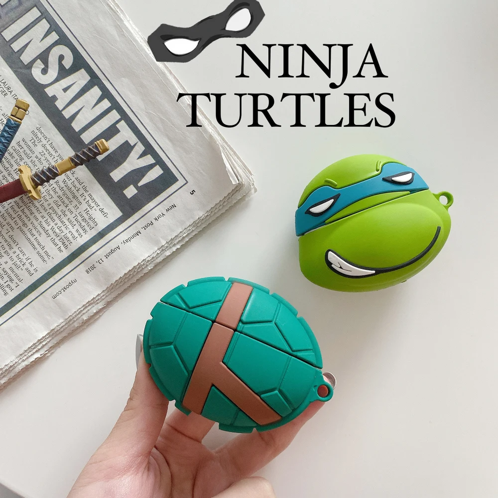Чехол для наушников AirPods 3 Cool Ninja turtles для AirPods Pro, bluetooth-гарнитура, 3D Мягкий силиконовый чехол, чехлы с принтом из мультфильма с крючком