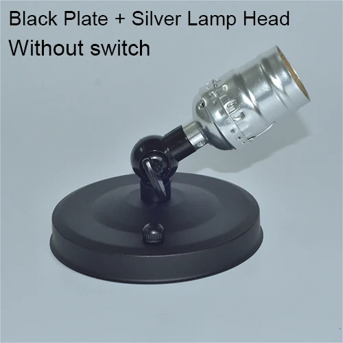 Винтажная лампа Эдисона E27 с переключателем Бронзовый настенный светильник Ceilling Lightlight DIY 110 мм база AC 110-240 В - Цвет: Black(Silver A)