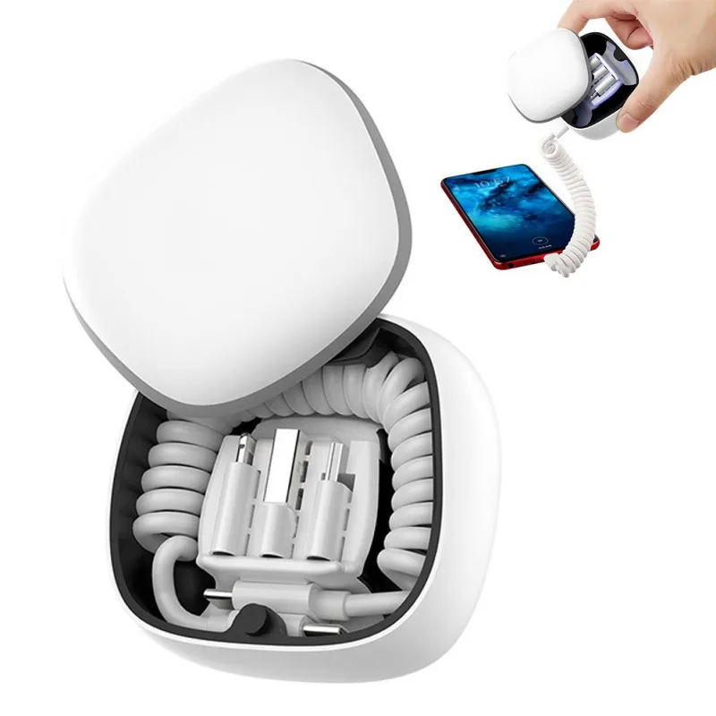 2 в 1 type-C к Micro USB/для Lightning/USB Синхронизация спиральный кабель зарядная коробка 2300 мАч банк питания зарядное устройство для iPhone Xs samsung