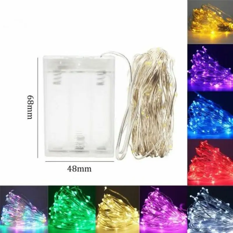 1M 2M 3m 4M 5M LED Серебряный провод Фея гирлянды светодиодные лампы рождественское