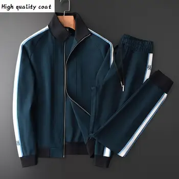 

Suit Men's (sweatshirt + Pants), High Collar Luxury Sweatshirt, Color Contrast Band, Men's Sweatshirt, 4xl Large