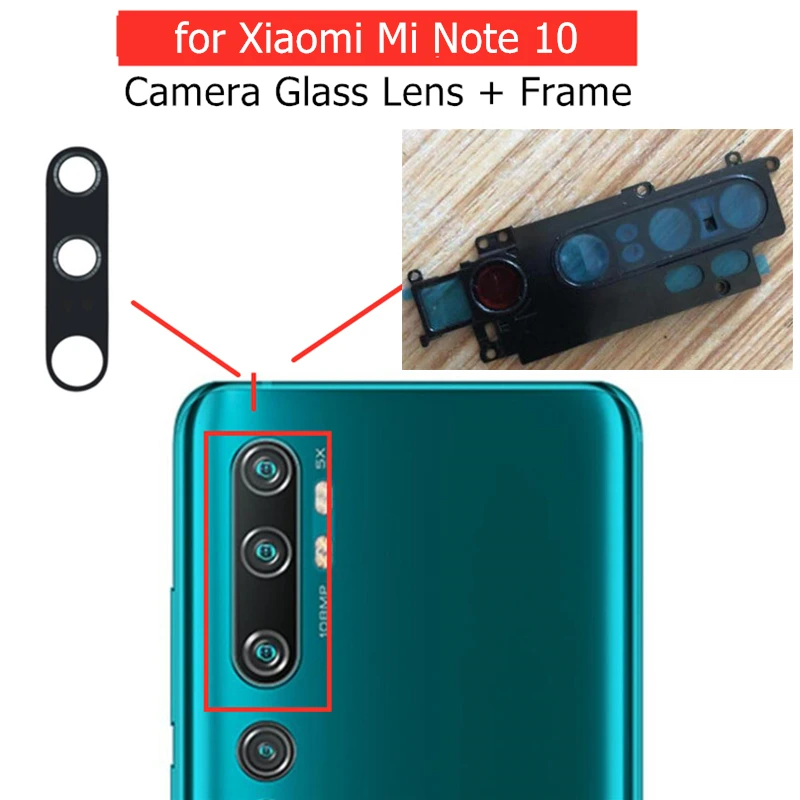 Задняя крышка для камеры Xiaomi Mi Note 10 стеклянная рамка объектива держатель задняя с