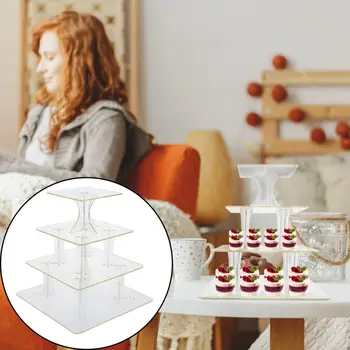 

1pc 4-layer Design Cake Showing Rack Stable Beautiful Cake Stand Cake Fruit Display Stand for Festival Party Family Gathering