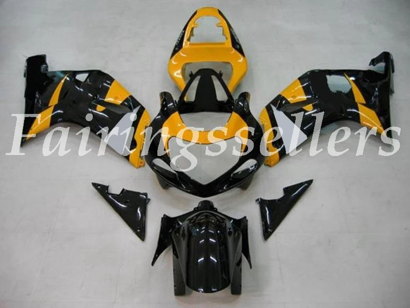 Black Yellow Литье под давлением ABS мотоцикл обтекатели комплект подходит для Suzuki GSXR 600-750 K1 2001 2002 2003 01 02 03 Обтекатели Черный Серебристый - Цвет: Black Yellow