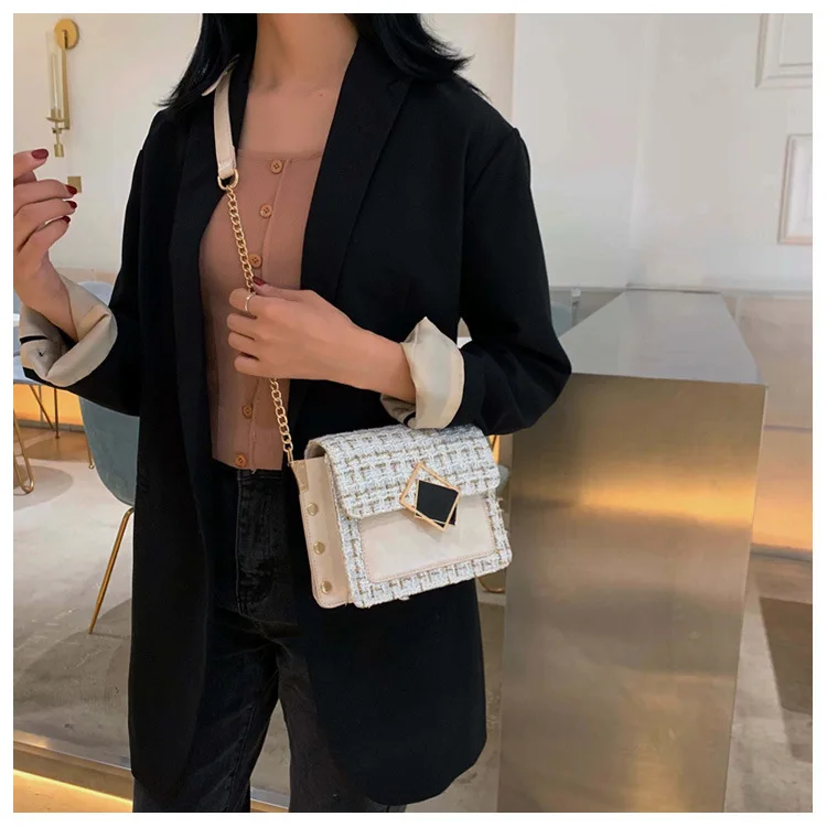 Winter Fashion Woolen Woman Chain Small Luxury Handbags Women Messenger Crossbody Bags Female For Designer Flap Shoulder Bag
