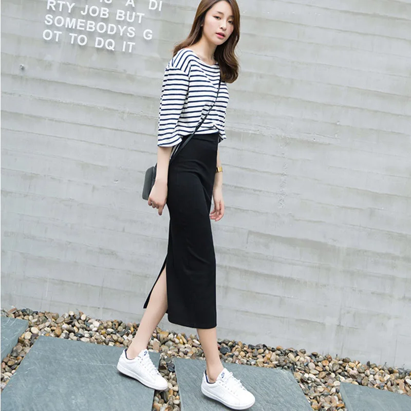 Женская эластичная тонкая Однотонная юбка для женщин, весенний Летний пляж вечерние JS24