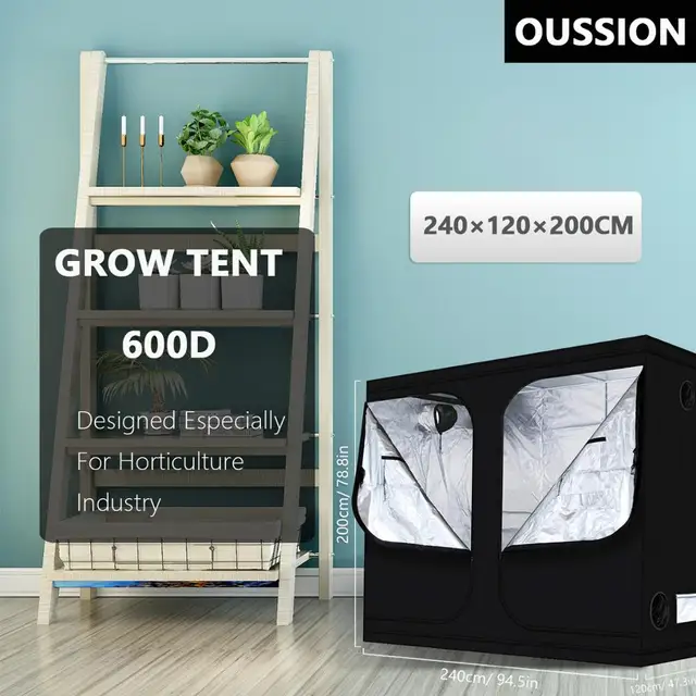 240*120*200 Cm -Es Növénynövekedés Sátra Növekvő Doboz Beltéri Szoba Otthoni Fényvisszaverő Mylar Hydroponics Greenhouse Oxford Plant Light Sátor