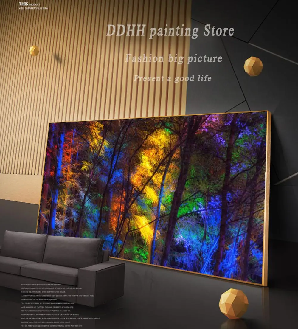 DDHH Wall Art Large Size Colorful Forest Trees Canvas Poster Art Prints Modern For Living Room Home Decorative Picture