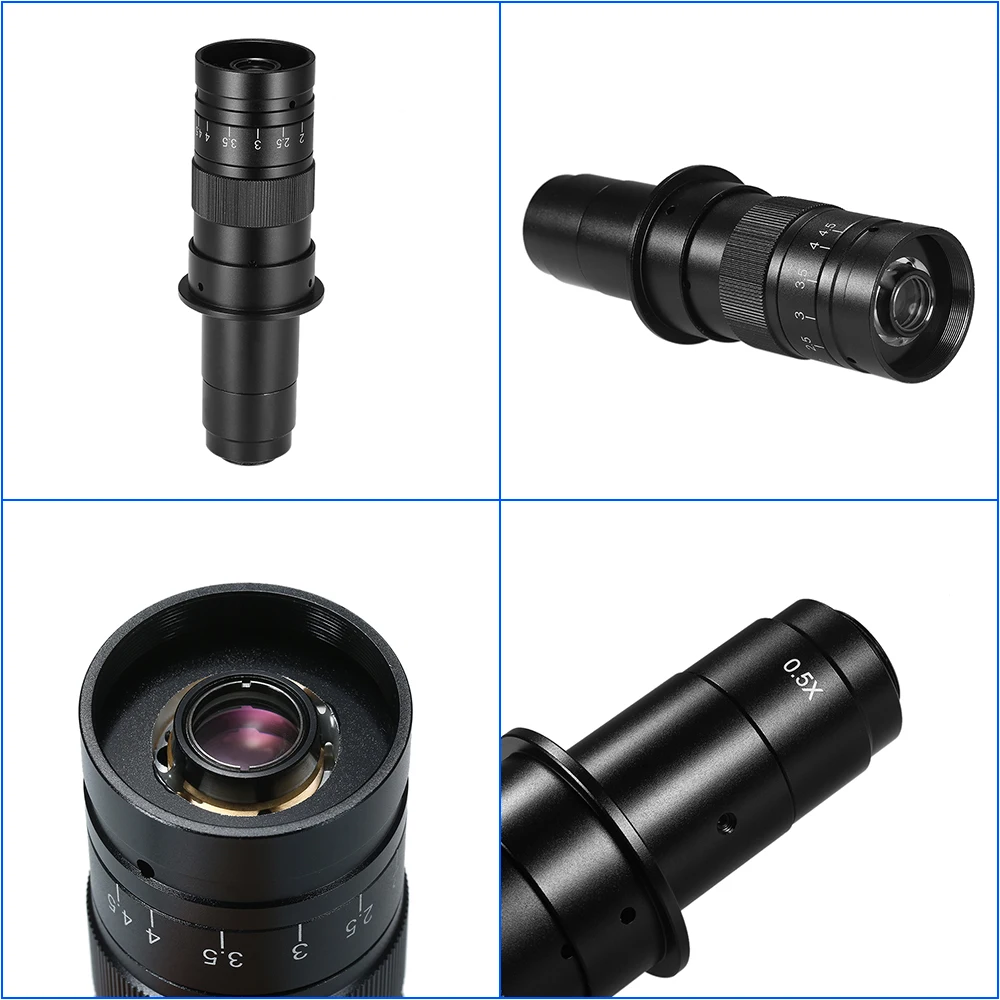 CCD Industry Microscope Camera C-mount Lens 10X-300X Camera Magnification Adjustable Zoom Eyepiece Magnifier Industrial Lens