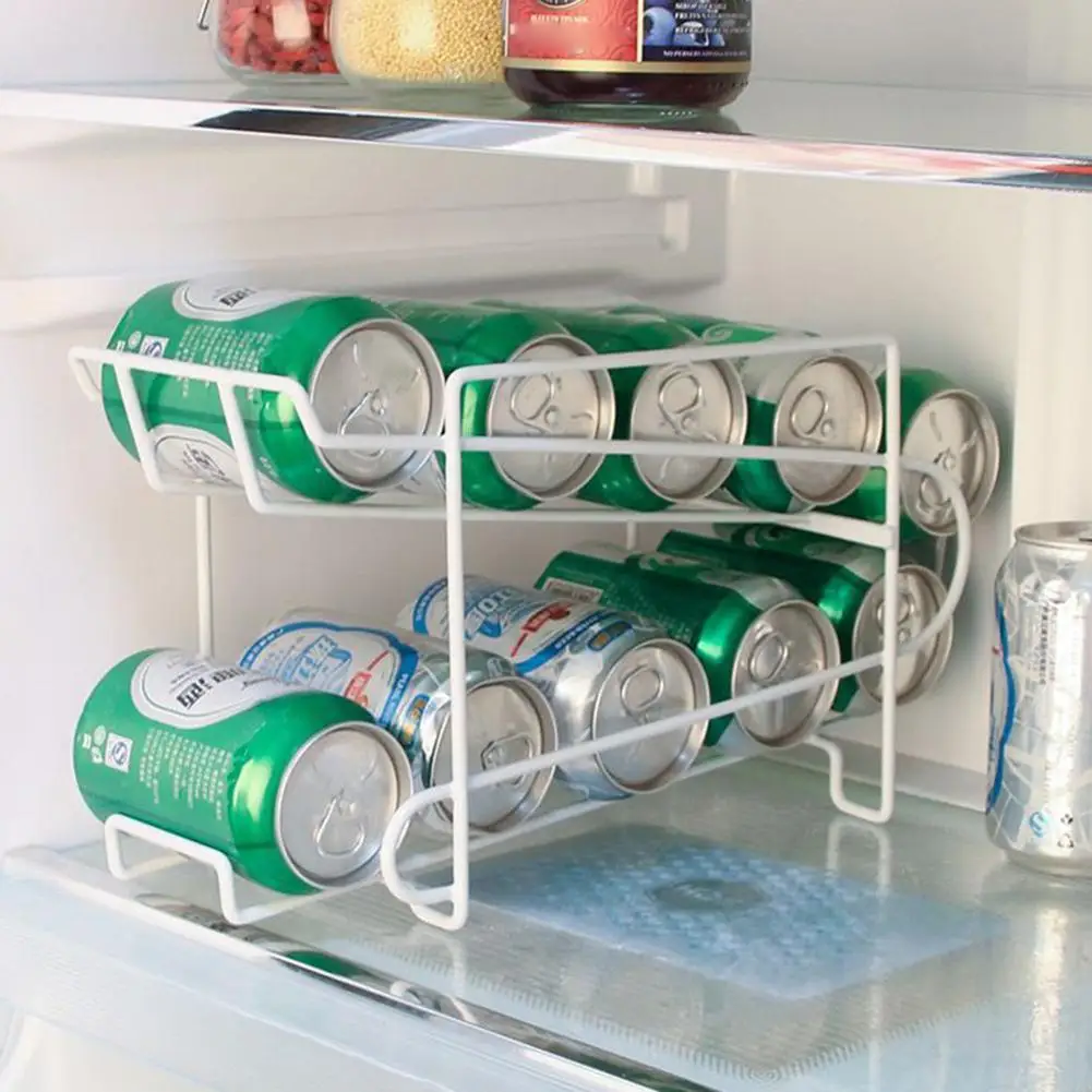 1 Pcs Double Layer Storage Cans Rack Beverage Soda Coke Beer Can Dispenser Holder Refrigerator