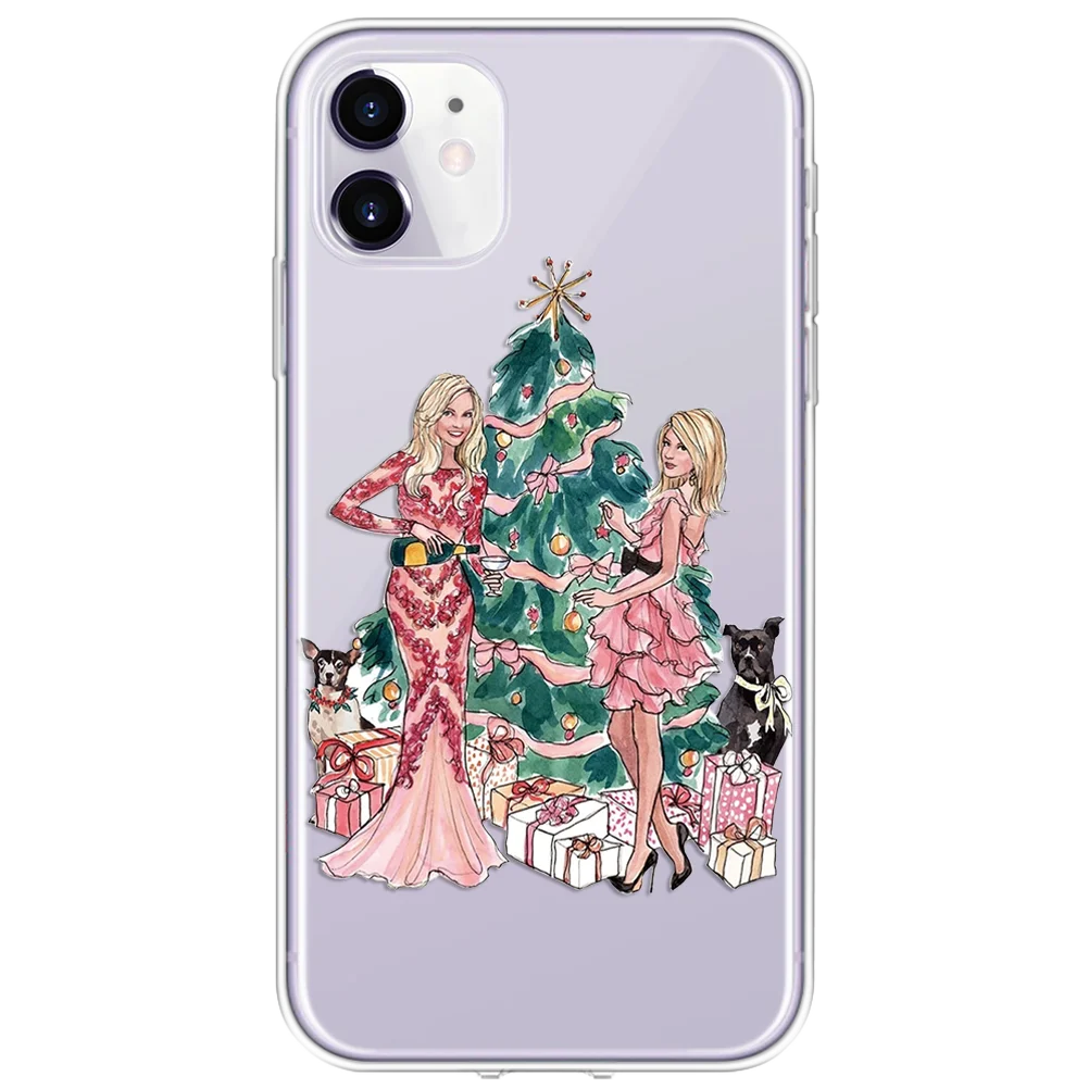 Merry Christmas Черный Коричневый чехол для девочки супер мама для TPU iPhone 11 Pro Max XR XS X XS Max 6 5se 7 8 Plus чехол новогодний чехол
