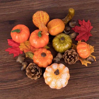 

86 Pcs Halloween Simulation Acorn Artificial Pumpkins Pine Cones Maple Leaves H55A