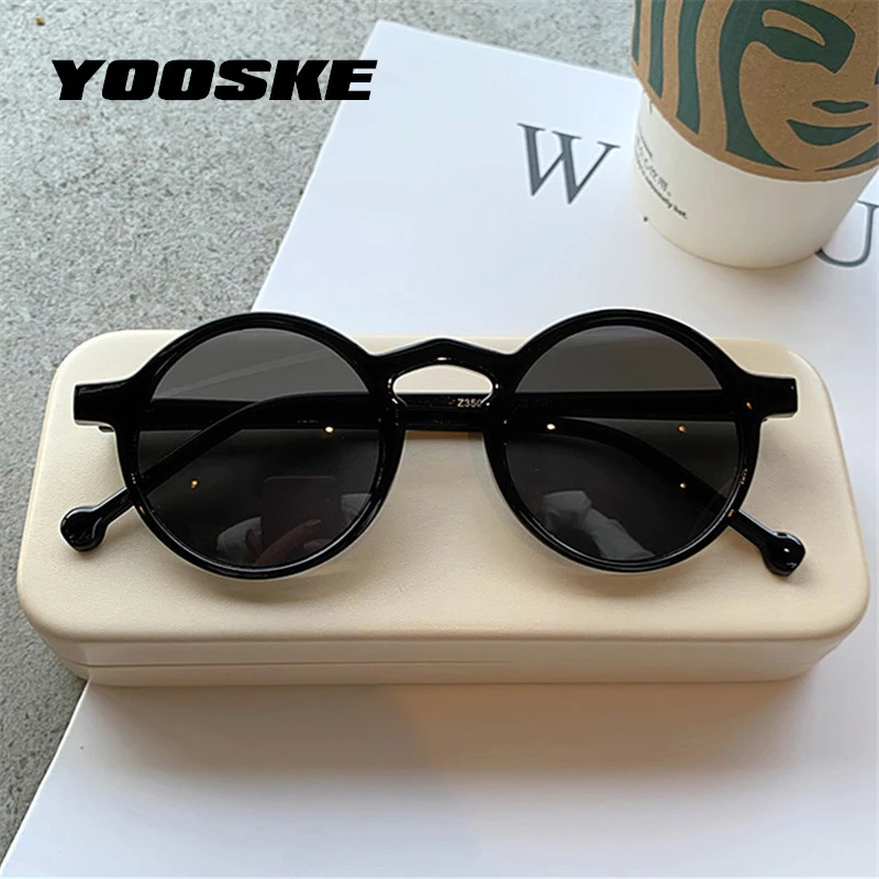 big square sunglasses YOOSKE Retro Round Sunglasses Women Brand Designer Vintage Small Frame Sun Glasses Ladies Fashionable Korean Style Eyewear Women's Glasses