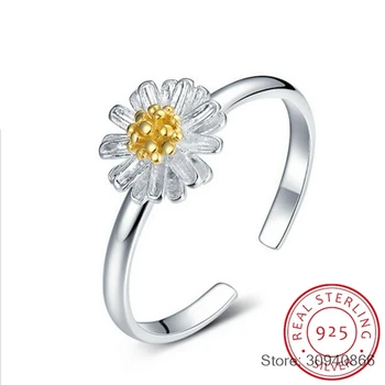 

2017 New Handmade Chrysanthemum Flower Shape Real 925-sterling-silver Adjustable Rings Fine Jewelry for Women LMRY007