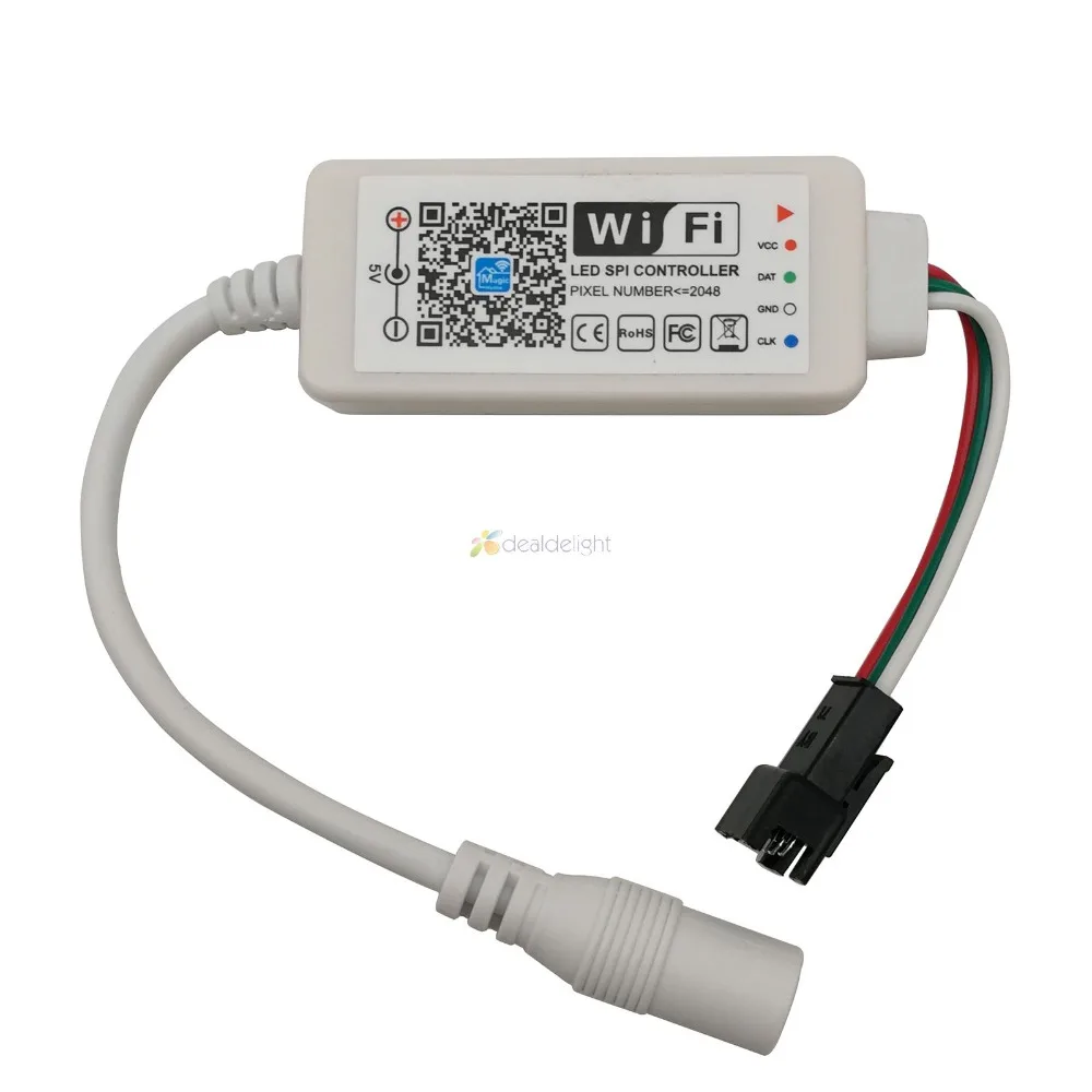 Magic Home светодиодный контроллер SPI DC5V DC12-24V прибор приемно-2048 пикселей Миниатюрный Wi-Fi контроллер для WS2811 SK6812 WS2812B Светодиодные ленты
