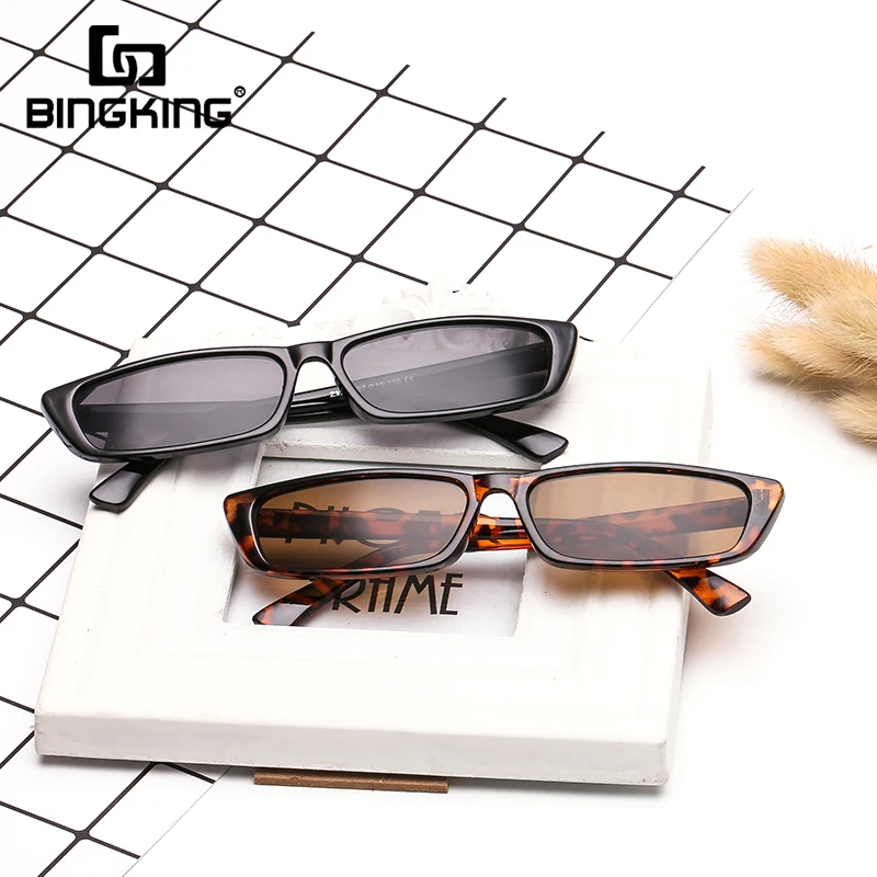 

BINGKING 2020 Small Retro Square Thin Frame Sunglasses UV400 Women Sexy Ladies Sun Glasses Female Colored Lenses Mirror