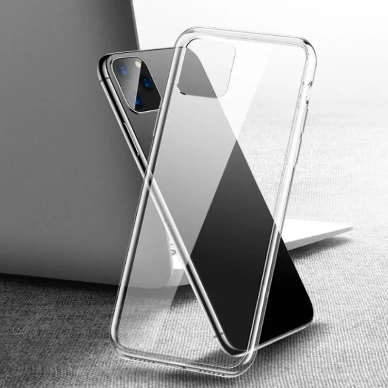 Suntaiho роскошный стеклянный чехол для iPhone 11 Pro XS Чехлы для MAX XR ультра тонкий прозрачный задний стеклянный чехол для iPhone X 7 8 Мягкий край - Цвет: Transparent
