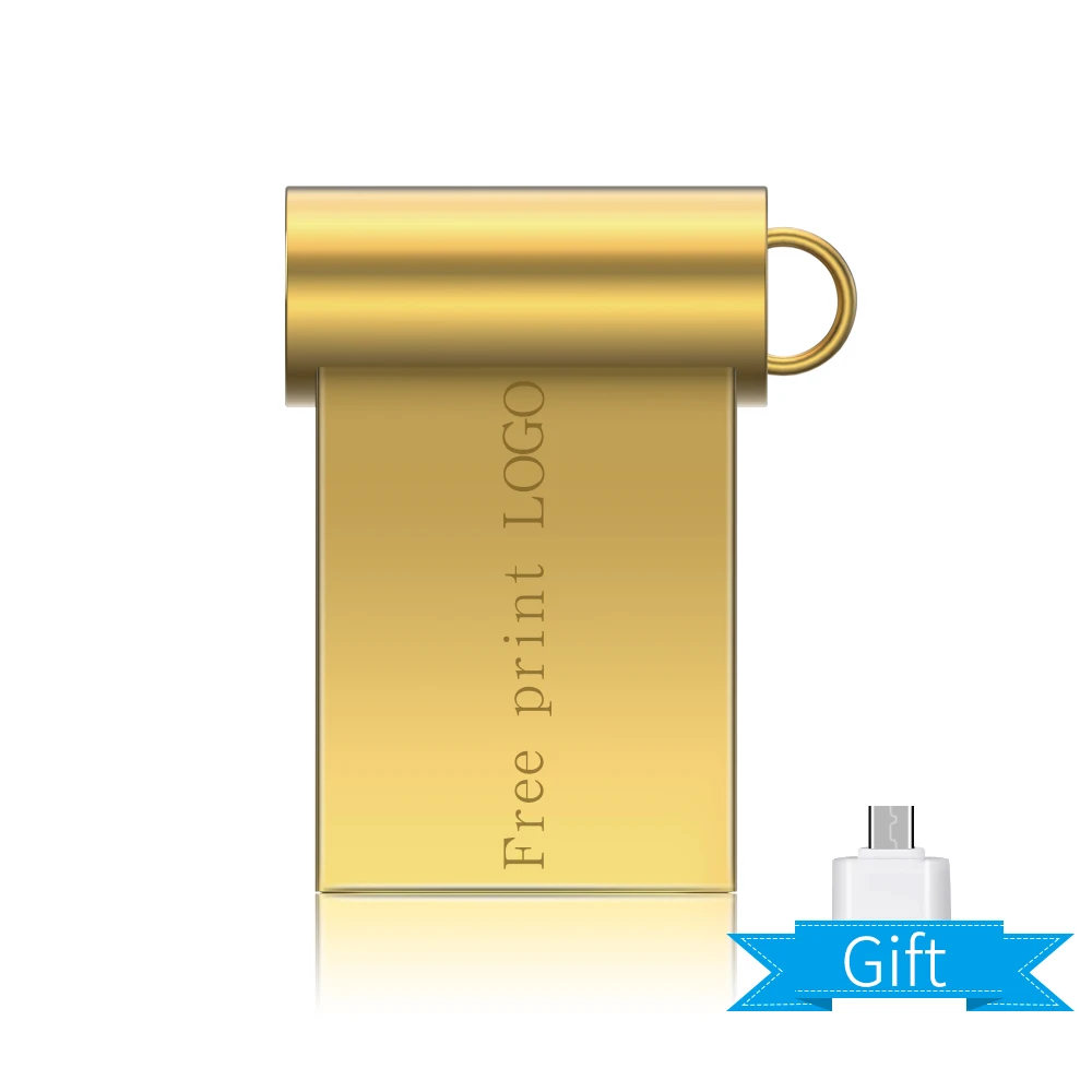 Супер мини usb флеш-накопитель 32 Гб металлическая usb флешка 3,0 16 ГБ флеш-накопитель 64 ГБ флеш-накопитель 128 ГБ флэш-диск 8 ГБ кольцо для ключей бесплатный логотип на заказ - Цвет: Gold