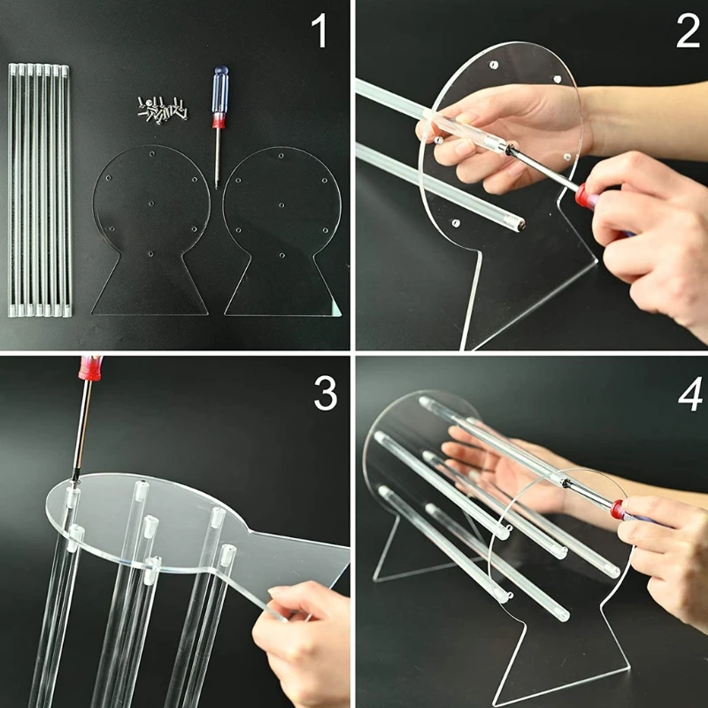 Titular da Faixa Limpar Organizador Acrílico Cabelo Acessório Jóias Armazenamento Display 6 Display e embalagem p joias
