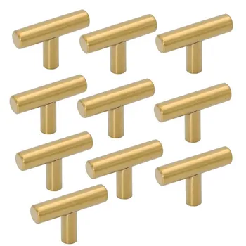 

10 Pack Single Hole Gold Cabinet Knobs and Pulls Door Cupboards Bedroom Furniture Handles 50mm/2in Overall Length