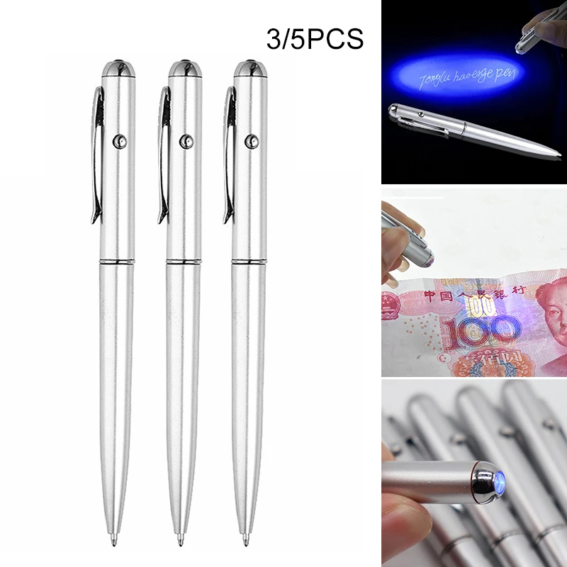 Невидимая чернильная ручка 3/5 шт. шариковые поворотные волшебные ручки с УФ